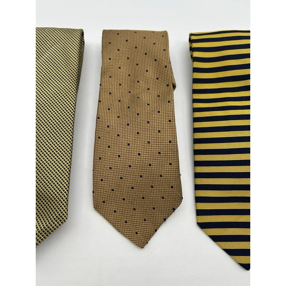 Lot Of 3 Brooks Brothers Silk‎ Ties Blue Gold Geometric Striped Polka Dot USA